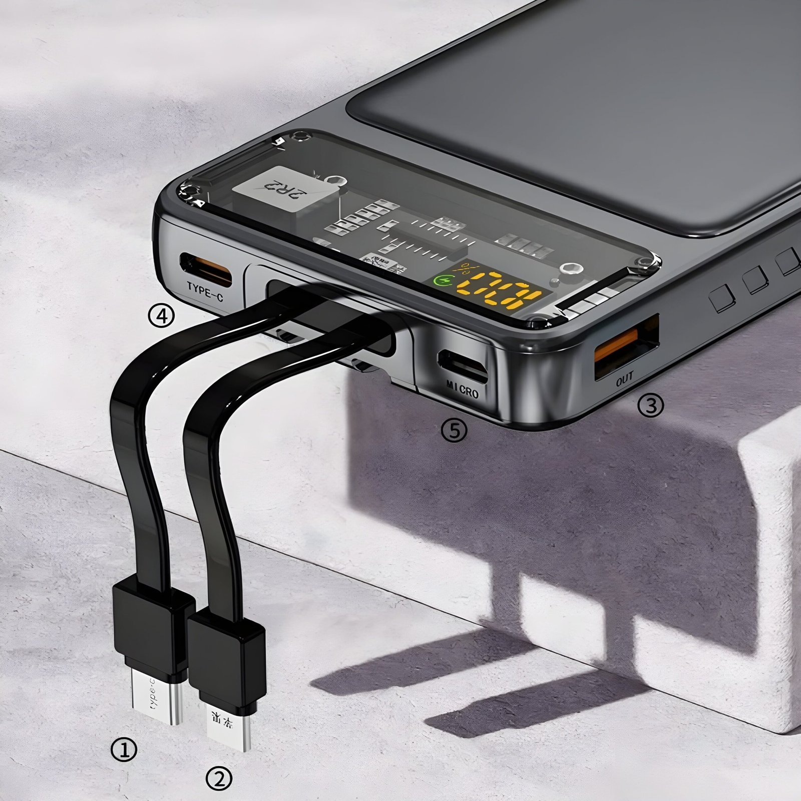 10000 mAh 25W Slim Pocket Size Power Bank Black, Lithium Polymer, Fast Charging - akvaari - Image 8